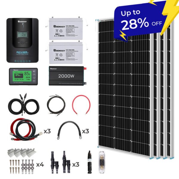 Renogy - 400W 12 Volt Complete Solar Kit with Two 100Ah